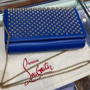 SOLD “ Authentic Christian Louboutin calfskin Paloma clutch crossbody royal blue
